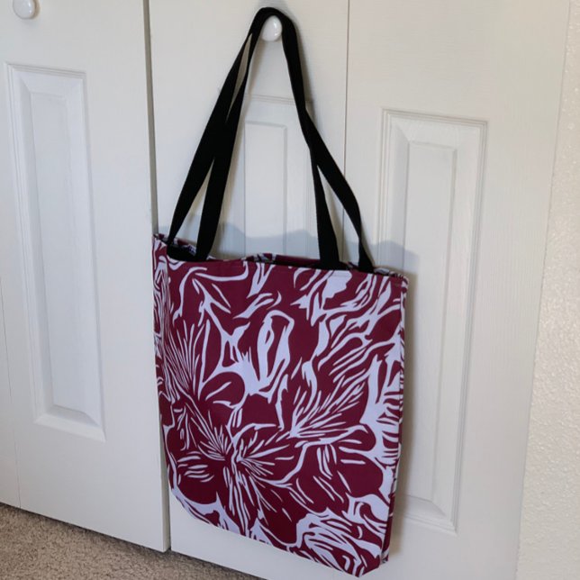 Abstract Floral Art Grocery Shopping Beach Tote Bag (Creator Uploaded)