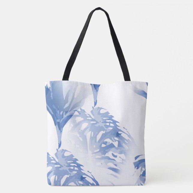 Abstract Floral Art Grocery Shopping Beach Tote Bag (Back)