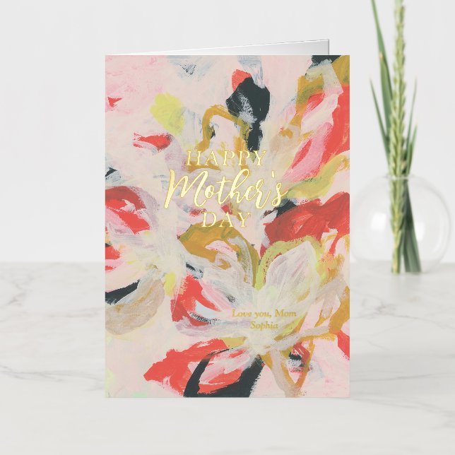 Abstract Floral Art Happy Mother's Day Foil Greeti Greeting Card (Front)