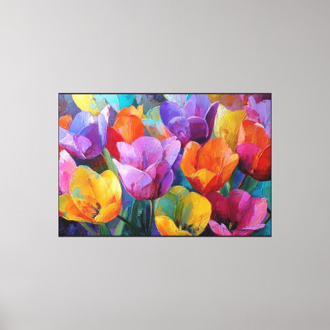 Abstract Floral Art in Fiery Hues Canvas Print (Front)