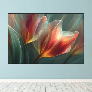 Abstract Floral Art in Rainbow Tulips Canvas Print