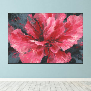 Abstract Floral Art in Red and Black colors Canvas Print