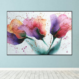 Abstract Floral Art on  Colorful Canvas 