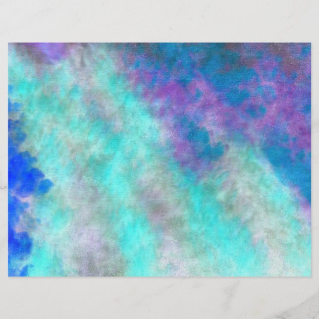 Abstract Floral Art Teal Blue Purple Decoupage (Front)