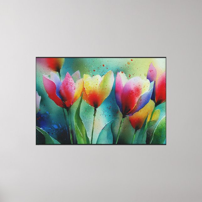 Abstract Floral Art with Etched Elegance Canvas Print (Front)