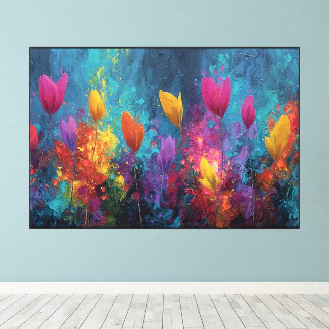 Abstract Floral Art with Swirling Texture  Canvas Print (Insitu(Wood Floor))