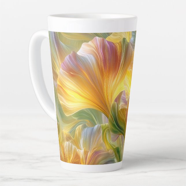 Abstract Floral Art with Yellow Petals Latte Mug (Left Angle)