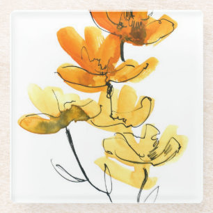 Abstract floral background glass coaster