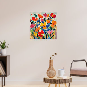 Abstract floral background, vibrant, poster