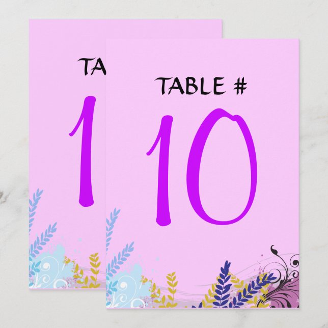 ABSTRACT FLORAL Bat Mitzvah Table Seating Card (Front/Back)