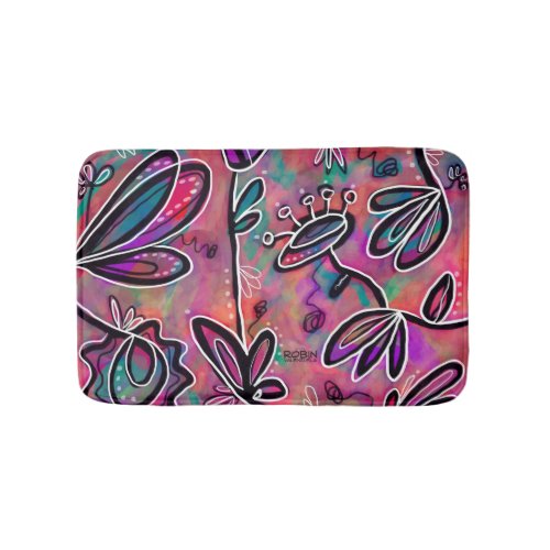 Abstract Floral Bath Mat