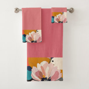 "Abstract Floral" Bath Towel Set