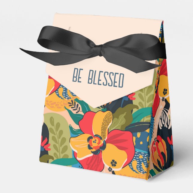 Abstract Floral Be Blessed Favor Boxes (Front Side)