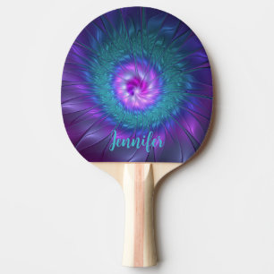 Abstract Floral Beauty Colorful Flower Own Name Ping Pong Paddle