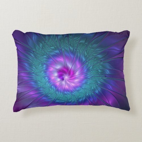 Abstract Floral Beauty Colorful Fractal Art Flower Accent Pillow