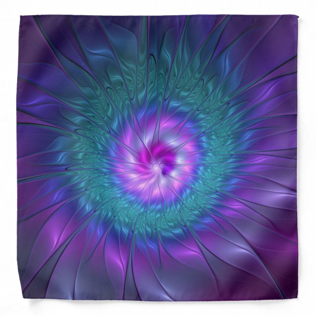 Abstract Floral Beauty Colorful Fractal Art Flower Bandana (Front)