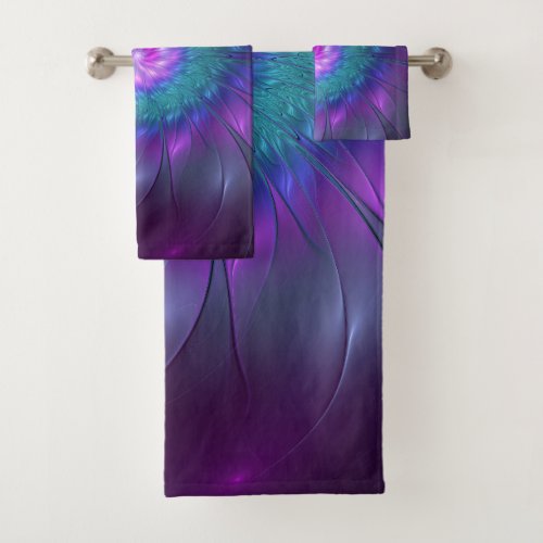 Abstract Floral Beauty Colorful Fractal Art Flower Bath Towel Set