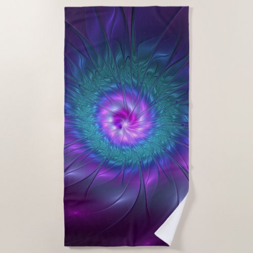 Abstract Floral Beauty Colorful Fractal Art Flower Beach Towel
