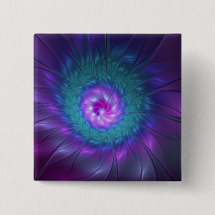 Abstract Floral Beauty Colorful Fractal Art Flower Button