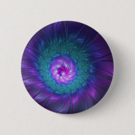 Abstract Floral Beauty Colorful Fractal Art Flower Button