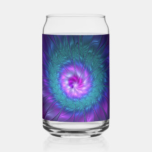 Abstract Floral Beauty Colorful Fractal Art Flower Can Glass