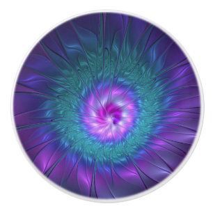 Abstract Floral Beauty Colorful Fractal Art Flower Ceramic Knob