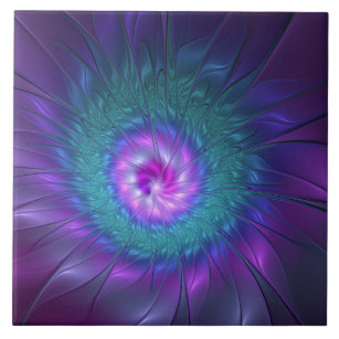 Abstract Floral Beauty Colorful Fractal Art Flower Ceramic Tile