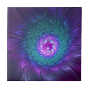 Abstract Floral Beauty Colorful Fractal Art Flower Ceramic Tile
