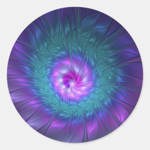Abstract Floral Beauty Colorful Fractal Art Flower Classic Round Sticker