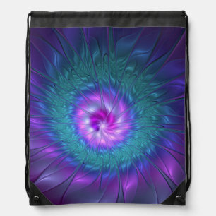 Abstract Floral Beauty Colorful Fractal Art Flower Drawstring Bag
