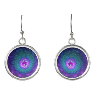 Abstract Floral Beauty Colorful Fractal Art Flower Earrings