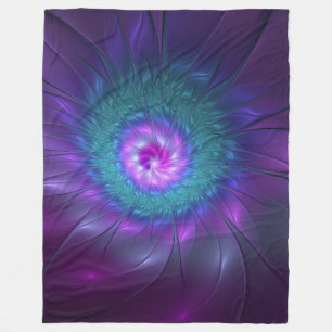 Abstract Floral Beauty Colorful Fractal Art Flower Fleece Blanket
