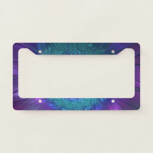 Abstract Floral Beauty Colorful Fractal Art Flower License Plate Frame