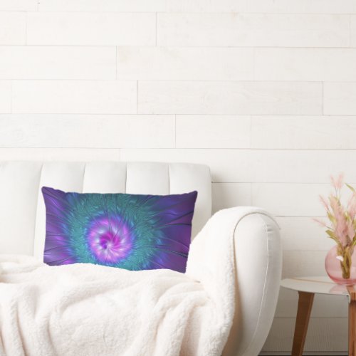 Abstract Floral Beauty Colorful Fractal Art Flower Lumbar Pillow