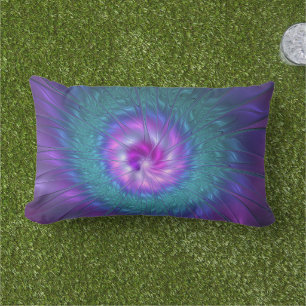 Abstract Floral Beauty Colorful Fractal Art Flower Lumbar Pillow