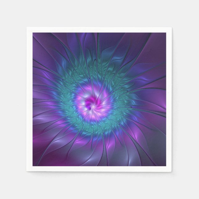 Abstract Floral Beauty Colorful Fractal Art Flower Napkins (Front)
