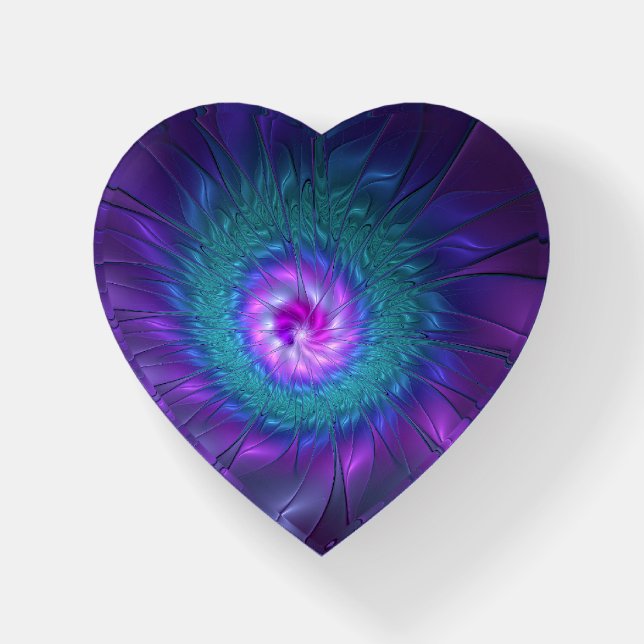 Abstract Floral Beauty Colorful Fractal Art Flower Paperweight (Front)