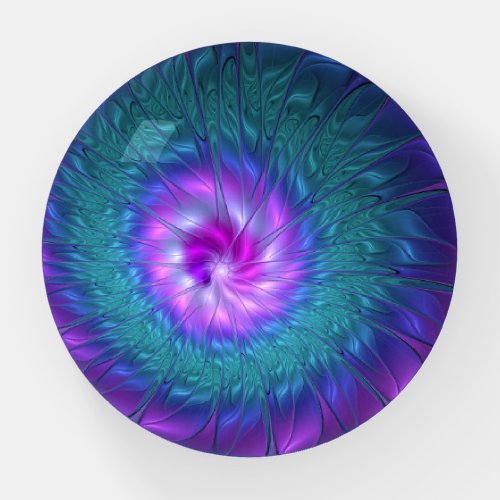 Abstract Floral Beauty Colorful Fractal Art Flower Paperweight