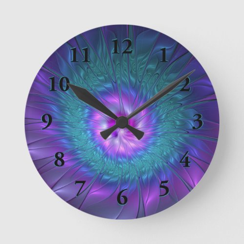 Abstract Floral Beauty Colorful Fractal Art Flower Round Clock