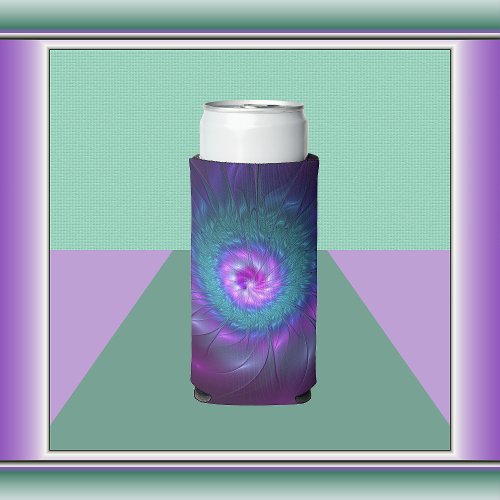 Abstract Floral Beauty Colorful Fractal Art Flower Seltzer Can Cooler