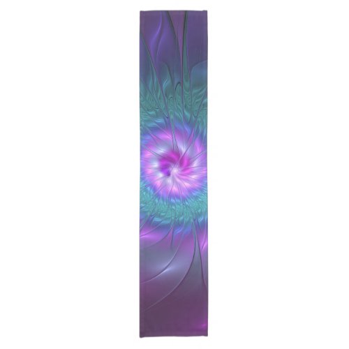 Abstract Floral Beauty Colorful Fractal Art Flower Short Table Runner