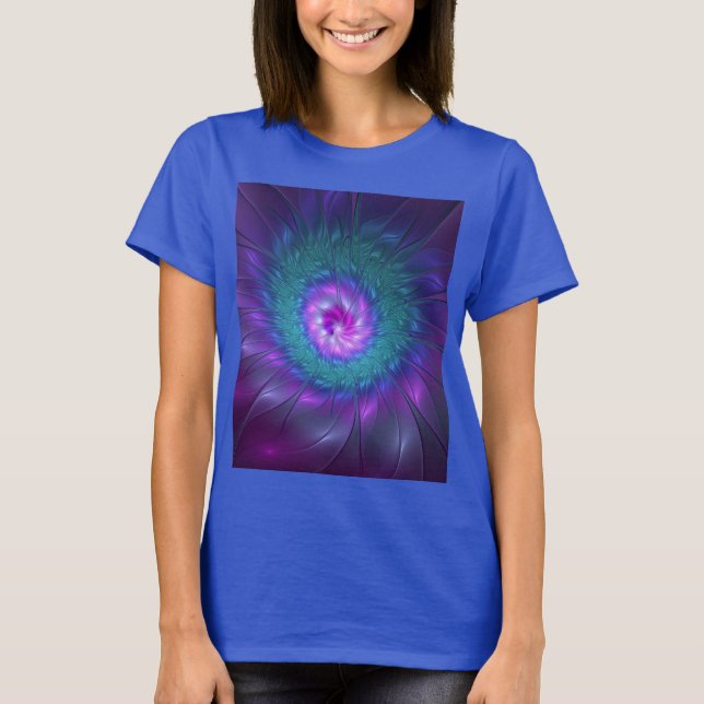 Abstract Floral Beauty Colorful Fractal Art Flower T-Shirt (Front)