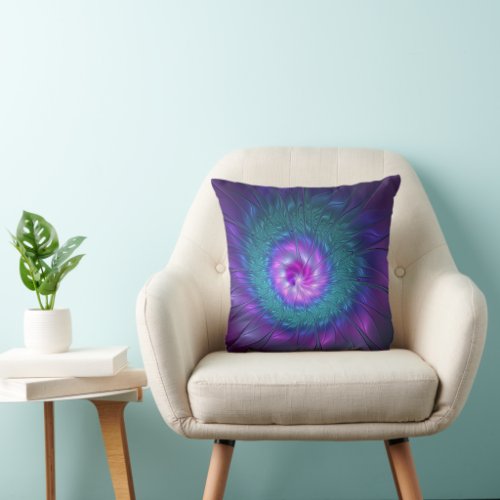 Abstract Floral Beauty Colorful Fractal Art Flower Throw Pillow