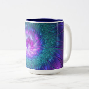 Abstract Floral Beauty Colorful Fractal Art Flower Two-Tone Coffee Mug