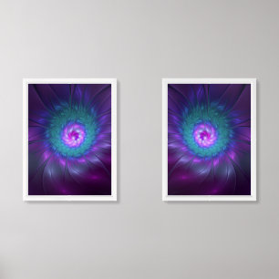 Abstract Floral Beauty Colorful Fractal Art Flower Wall Art Sets