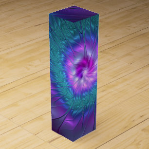 Abstract Floral Beauty Colorful Fractal Art Flower Wine Box