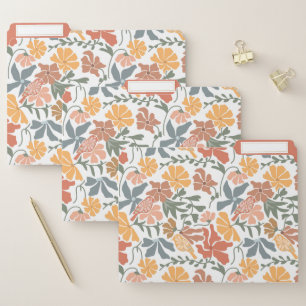 Abstract Floral & Birds Mid Century Modern Pattern File Folder