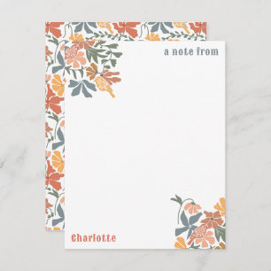 Abstract Floral & Birds Mid Century Modern Pattern Note Card