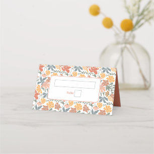 Abstract Floral & Birds Mid Century Modern Wedding Place Card