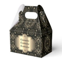 Abstract Floral Black And Gold Gable Favor Boxes